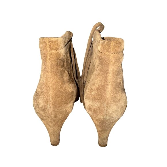 Maje Brown Leather Suede Fringe Ankle Booties Boots Women's 37 - Picture 5 of 7